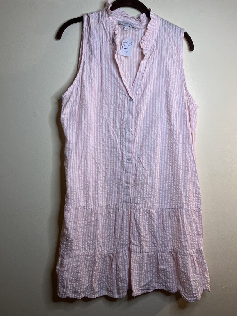 MADISON Dress Sz XL Women’s Dress Pink/Wht Ruffle100% Cotton